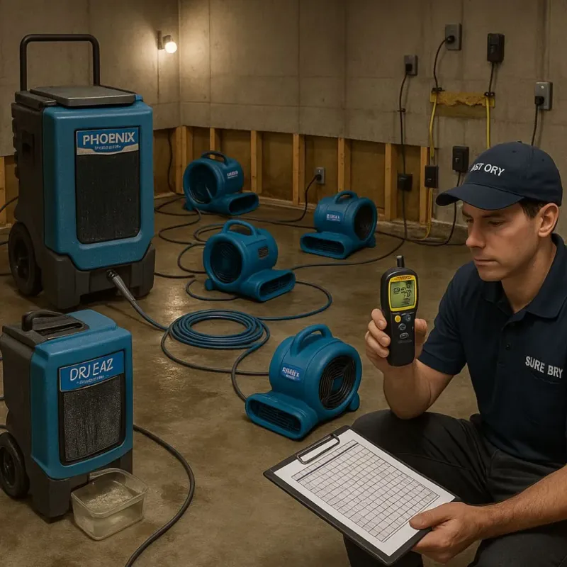 Structural Drying and Dehumidification process in Altadena, CA